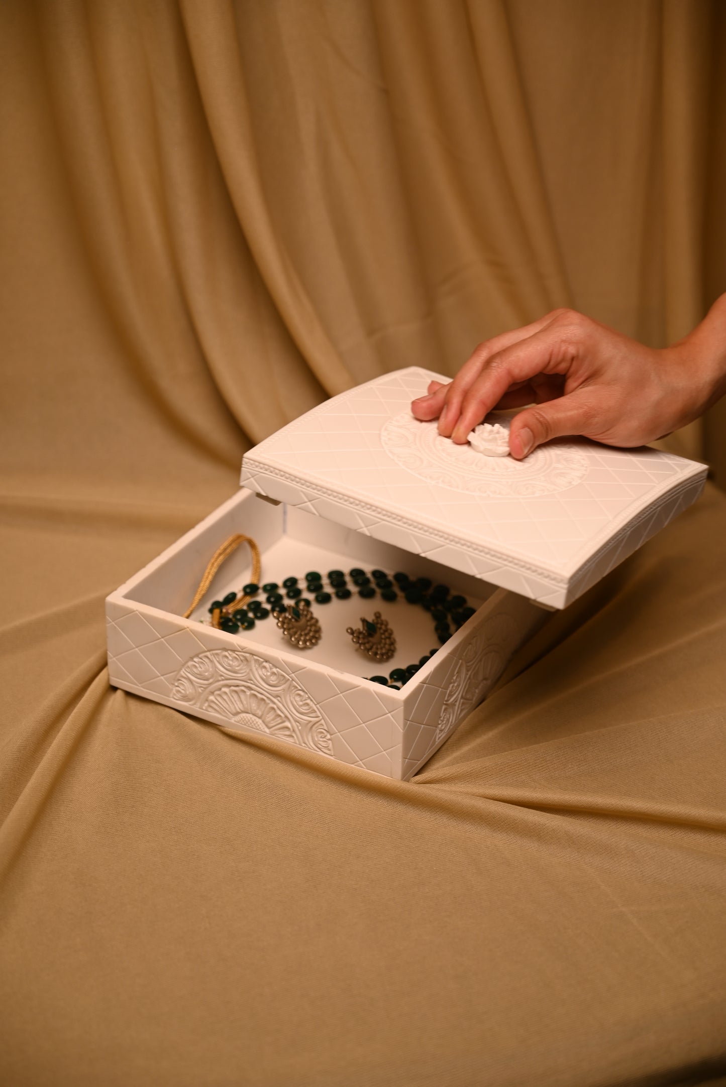 Curved top square ornate box