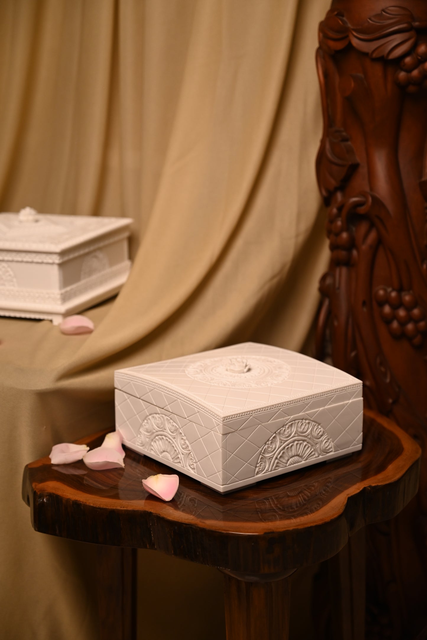 Curved top square ornate box