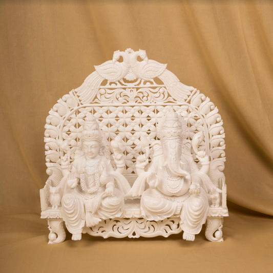 Laxmi and Ganesh seated Handcrafted